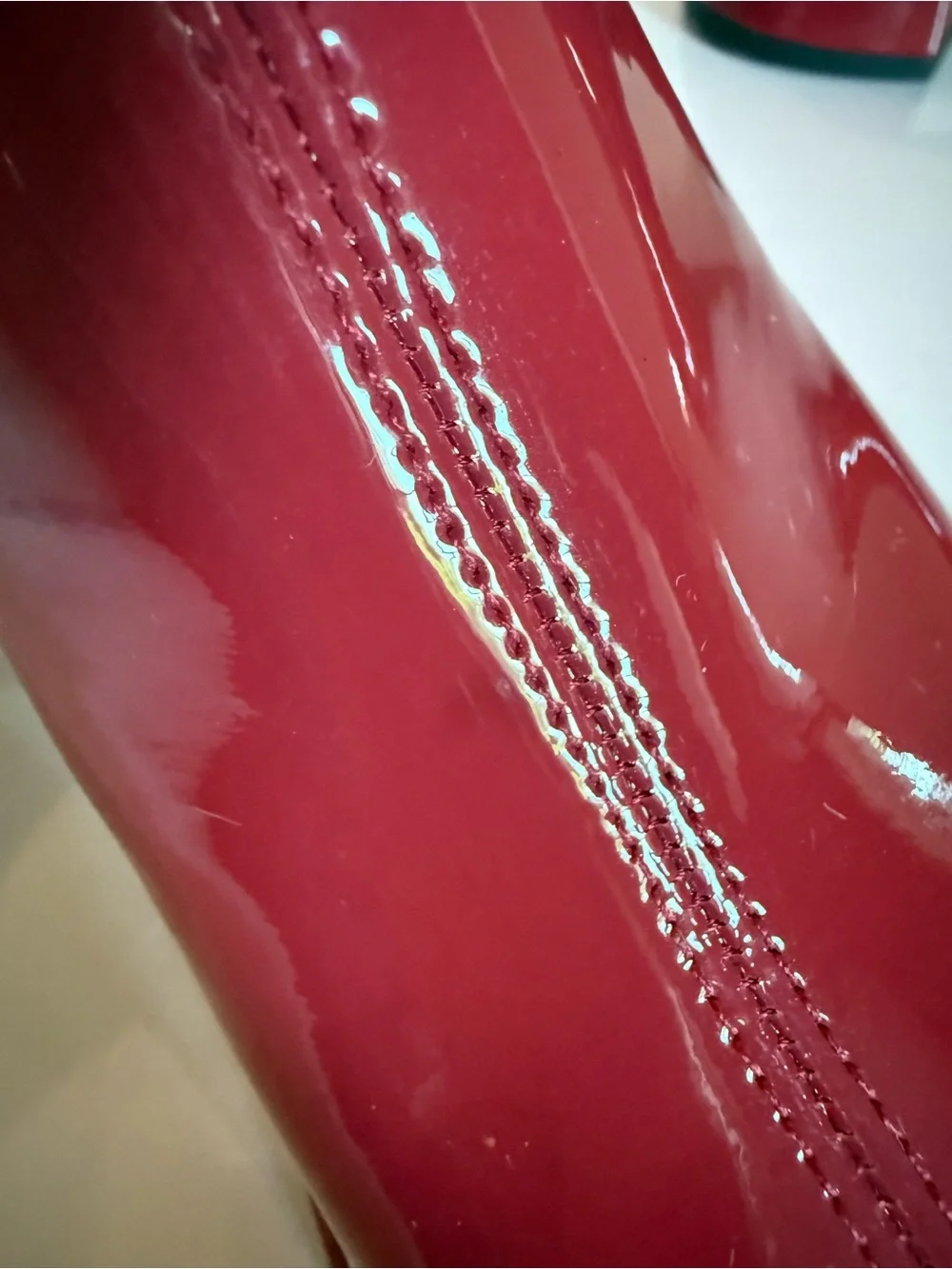 Coach Red Patent Leather Block Heel Boots